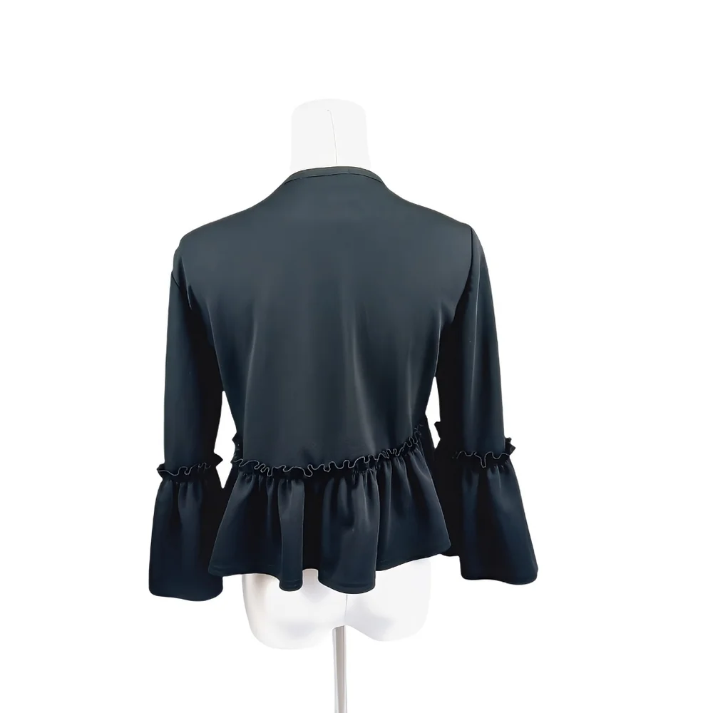 PrettyLittleThing Black Frill Cropped Jacket US 8 / UK 12 - Picture 3 of 5